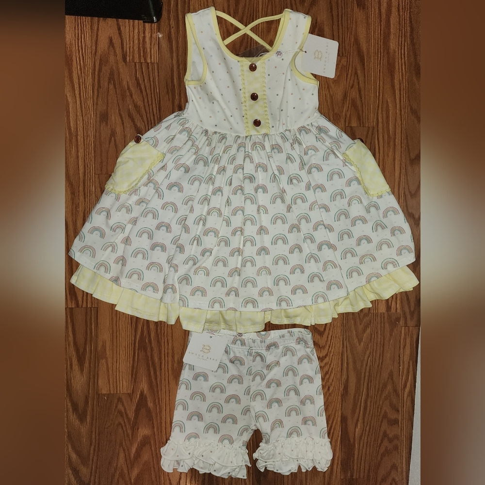 NWT Swoon Baby Size 6 Yelllow Rainbow Outfit